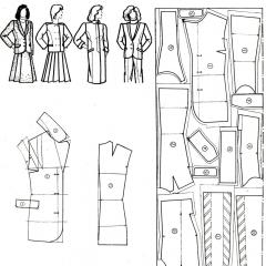 Моделирование выкройки для покроя женского пальто Пальто расклешенное от талии выкройка